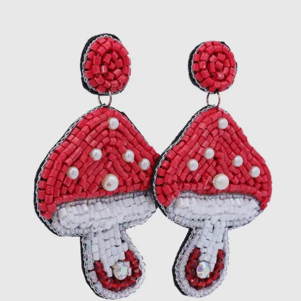 COPY - Beaded Mushroom Drop Earrings